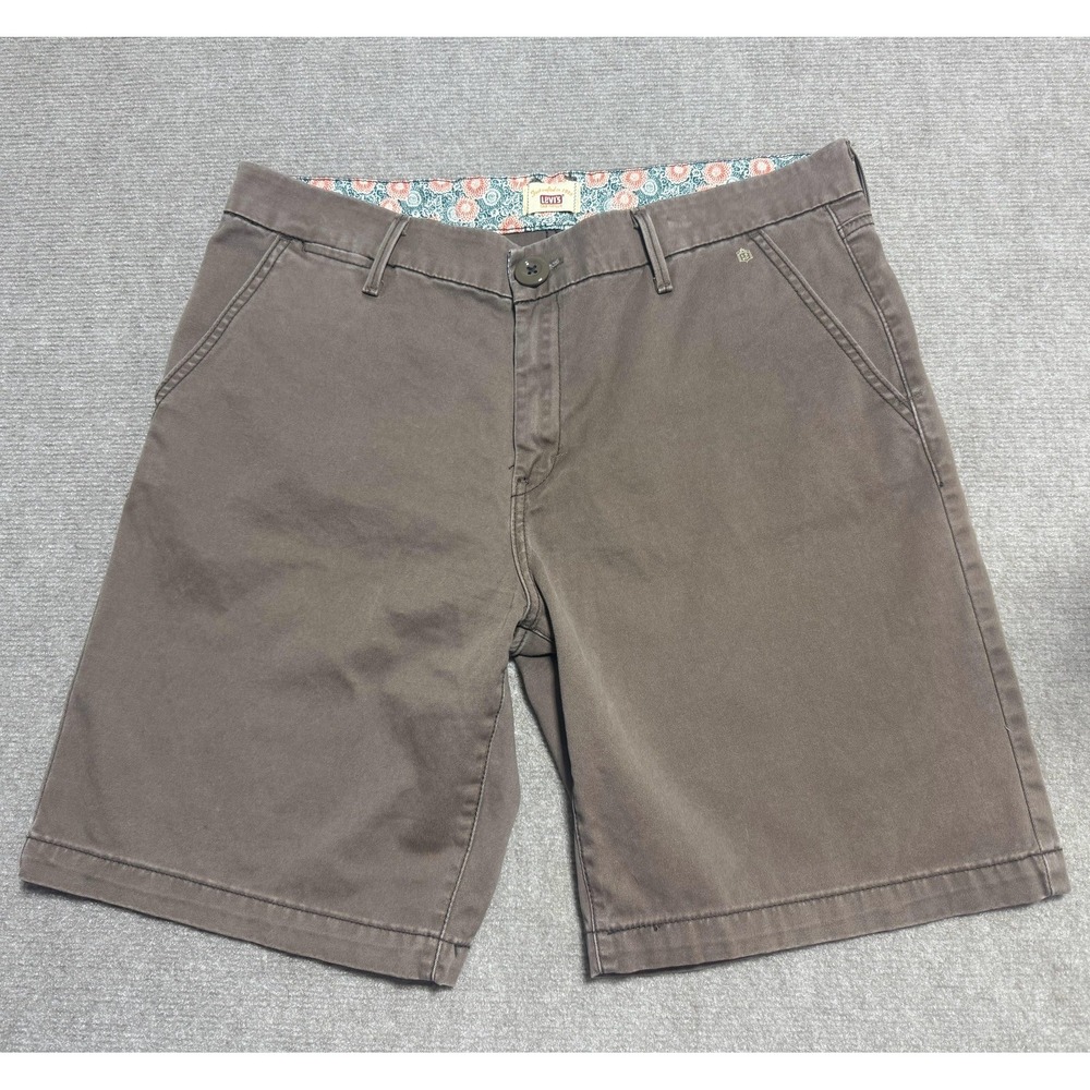 Levis Tab Twills Shorts Mens 16 Brown Chino Casual Flat Front Classic Summer